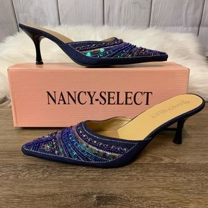 Blue Denim Sequence & Beaded Mule